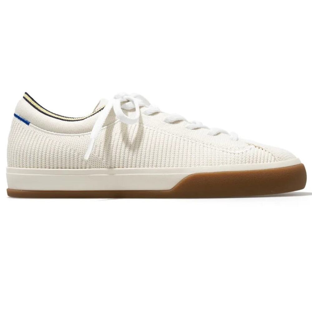 Rothy's The Lace-Up Sneakers Gum Terry Low Top Knit Round Toe Beige Neutral 7